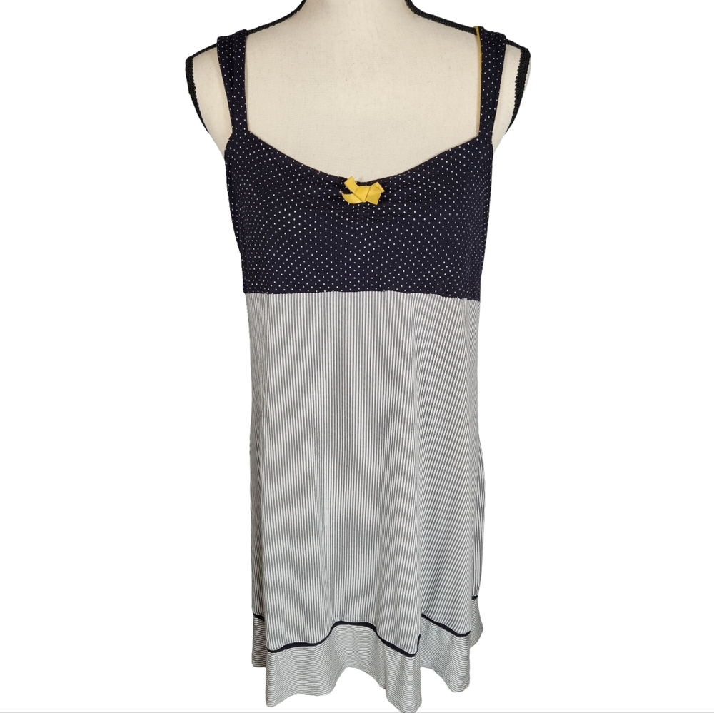 Simply Vera Vera Wang Polka Dot Stripe Chemise Sleep Dress, Navy/White, XL